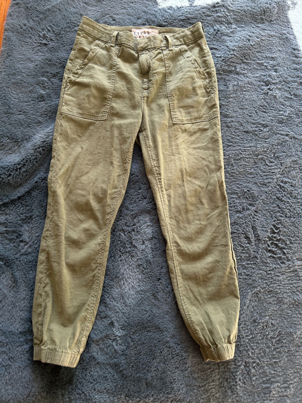 Frank & Eileen Women’s Jameson Jogger-style Pants, Green Linen, Size 4